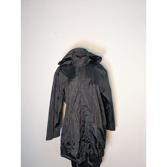 ASOS Black Hooded Lightweight Windbreaker Long Jacket With Drawstring, Size L - Picture 2 of 10
